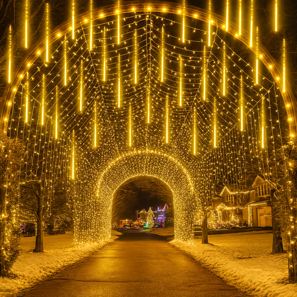 LED Meteorlichtslinger Sneeuwval Effect Buitenverlichting 8-12 Banen USB IP44 Kerstdecoratie Tuin Terras