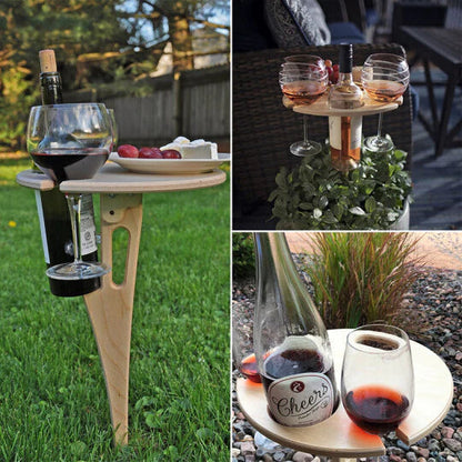 Opvouwbare Picknicktafel met Wijnhouder en Glazenrek Hout Inklapbaar