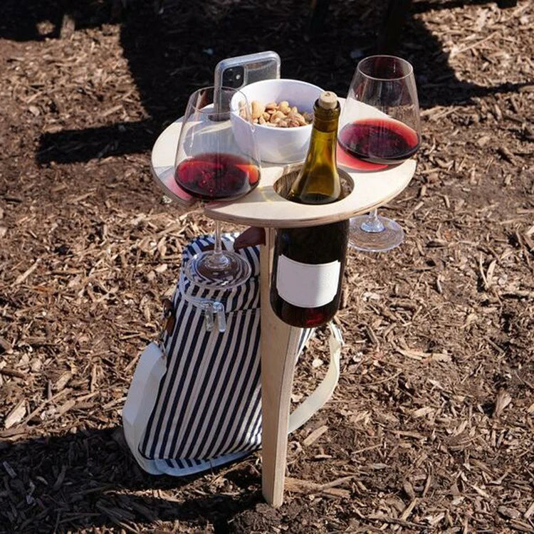 Opvouwbare Picknicktafel met Wijnhouder en Glazenrek Hout Inklapbaar