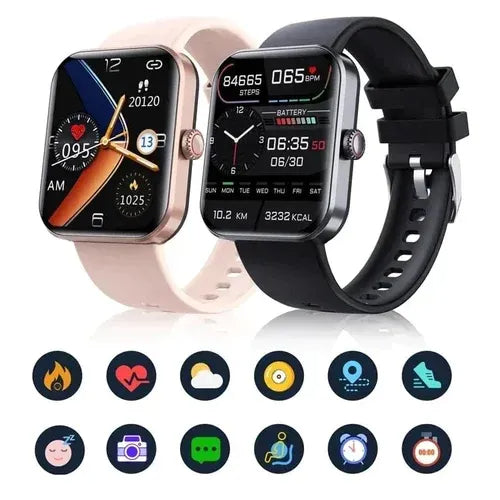 Smartwatch met Gezondheidsfuncties Zwart Siliconen Sporthorloge