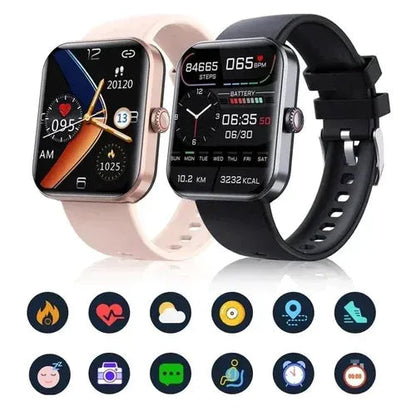 Smartwatch met Gezondheidsfuncties Zwart Siliconen Sporthorloge