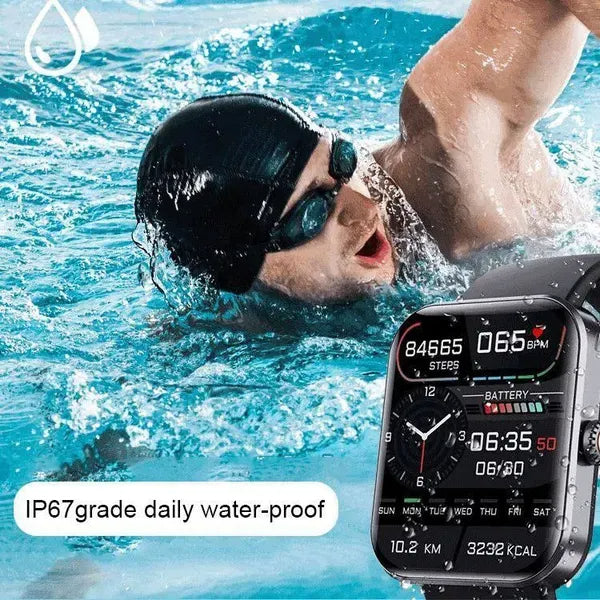 Smartwatch met Gezondheidsfuncties Zwart Siliconen Sporthorloge