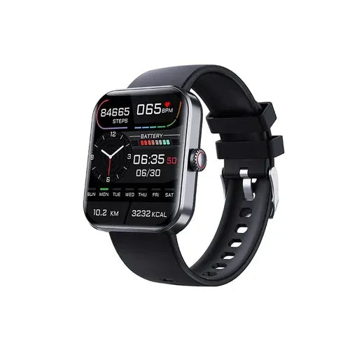 Smartwatch met Gezondheidsfuncties Zwart Siliconen Sporthorloge