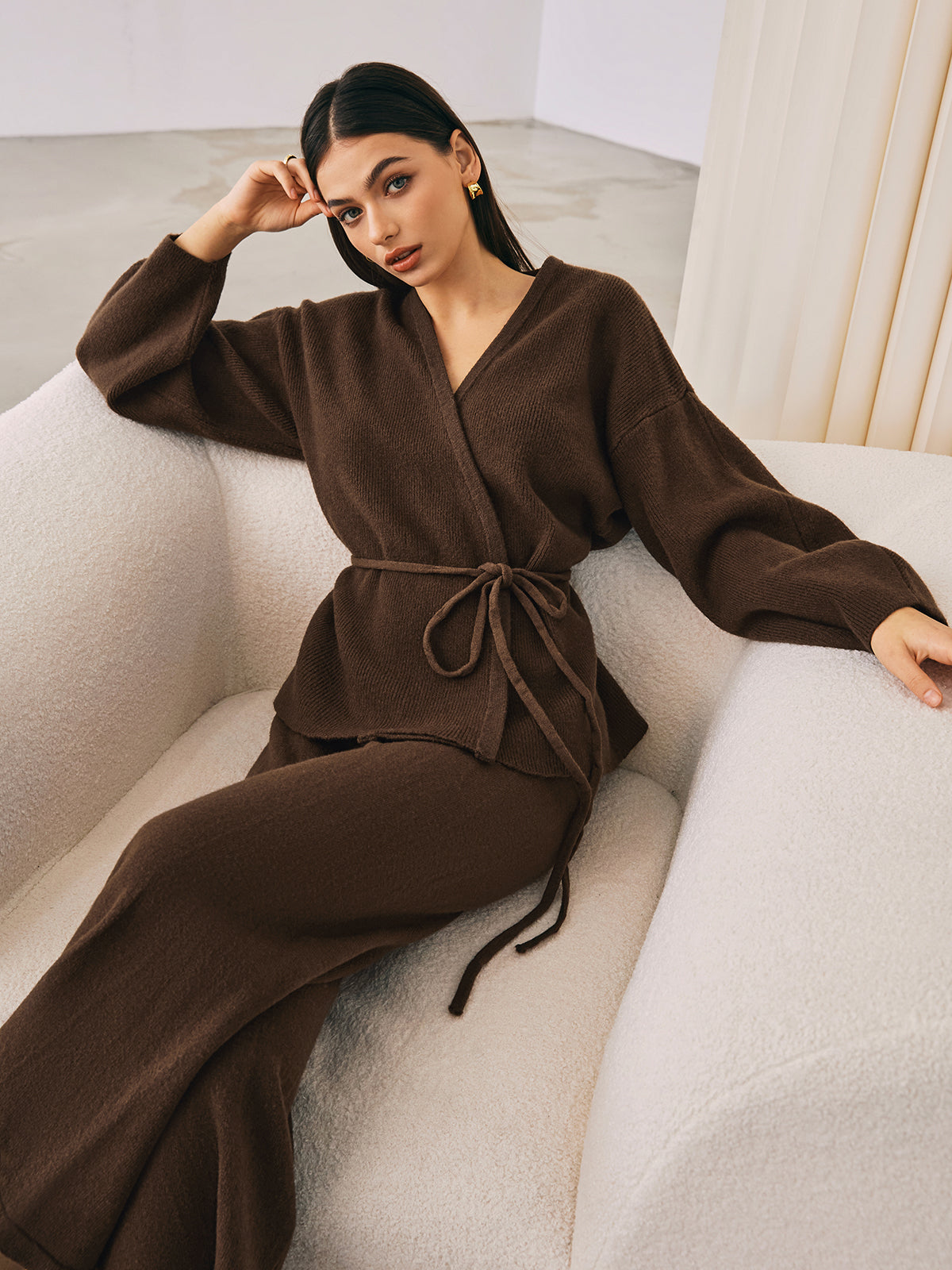 Dames Sweater Set Gebreid met Ceintuur Comfortabel - StudioMarella