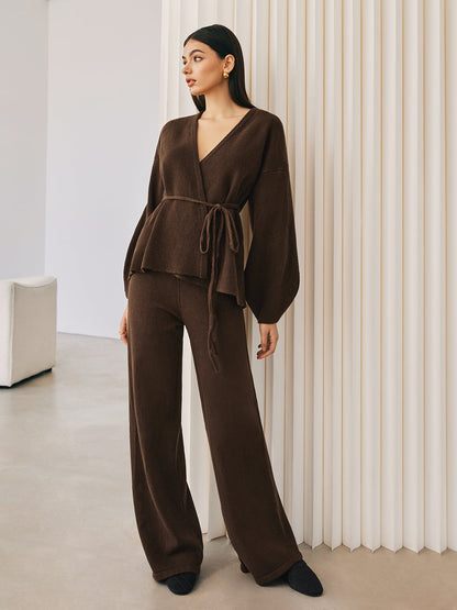 Dames Sweater Set Gebreid met Ceintuur Comfortabel