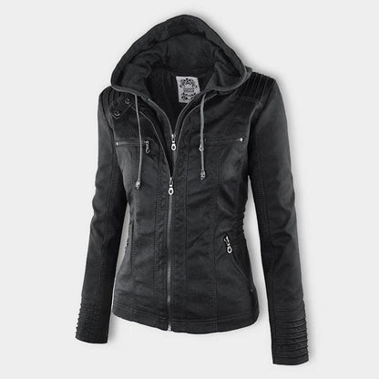 Wendy Damesjack | Zwart Leren Damesjack met Capuchon, Casual 3