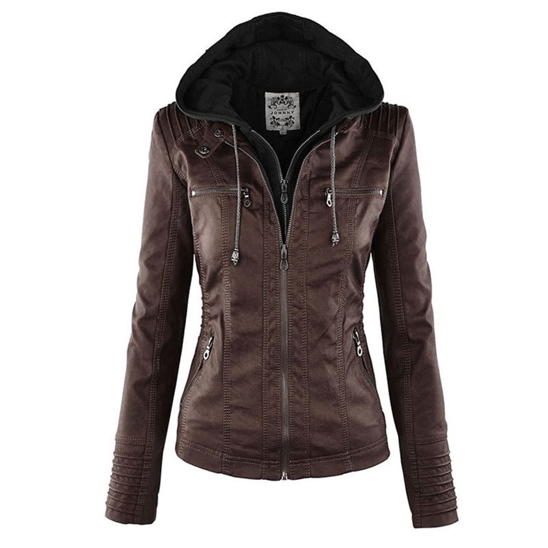 Wendy Damesjack | Zwart Leren Damesjack met Capuchon, Casual 9