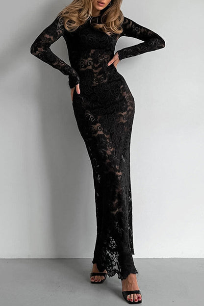Maxi Jurk Kanten Elegant Transparant Design voor Vrouw - StudioMarella