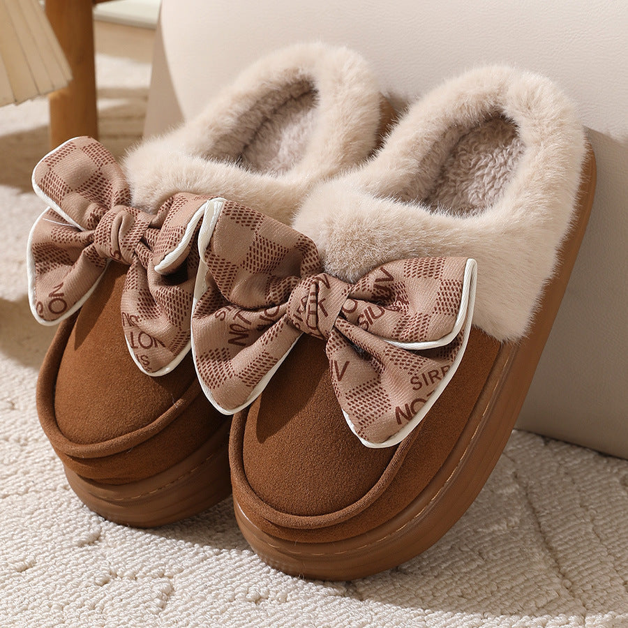 Dames Pantoffels Pluche Voering Strik Detail Comfortabel - StudioMarella