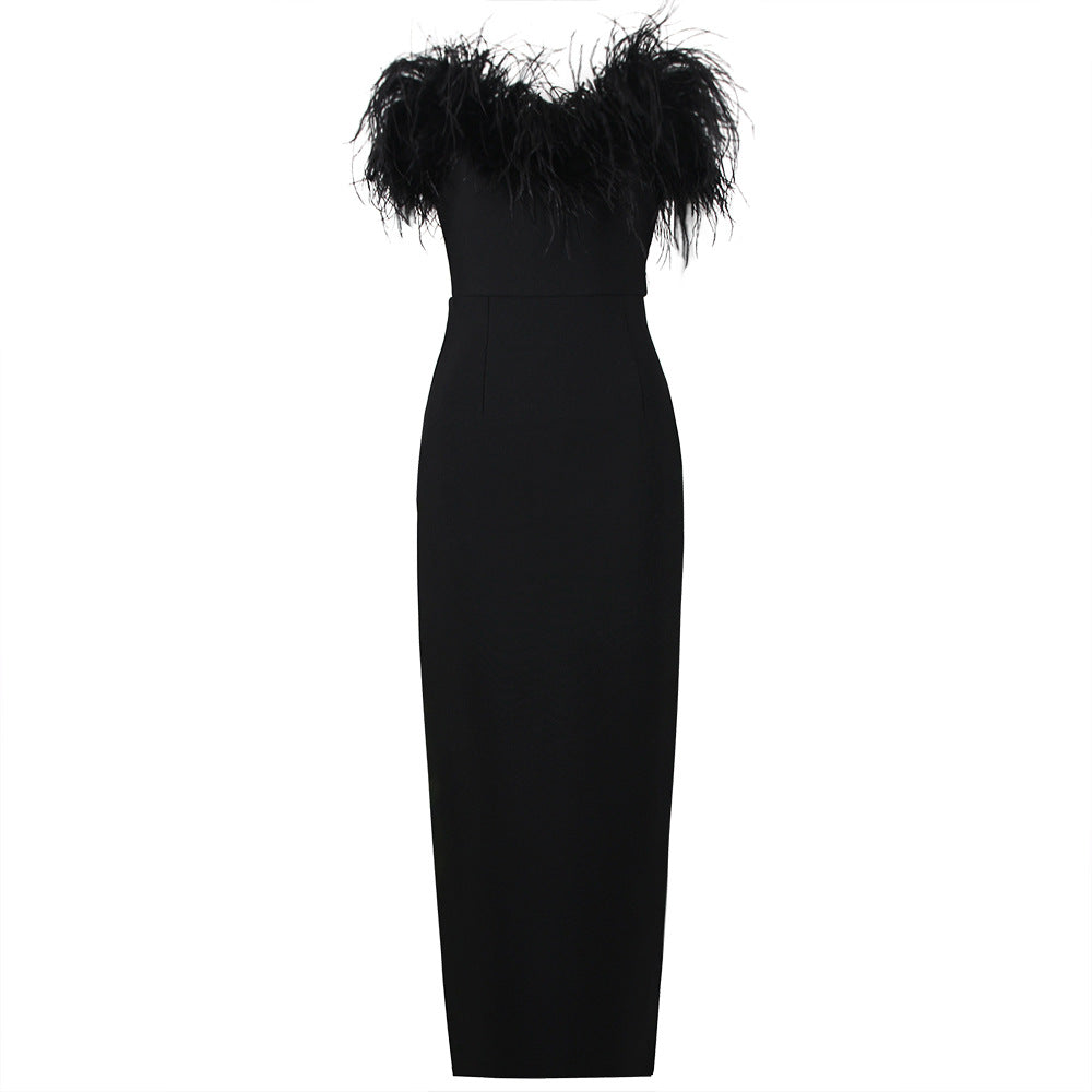 Wendy | Feestjurk Dames - Mouwloze Bodycon met Off-Shoulder, Zwart 0