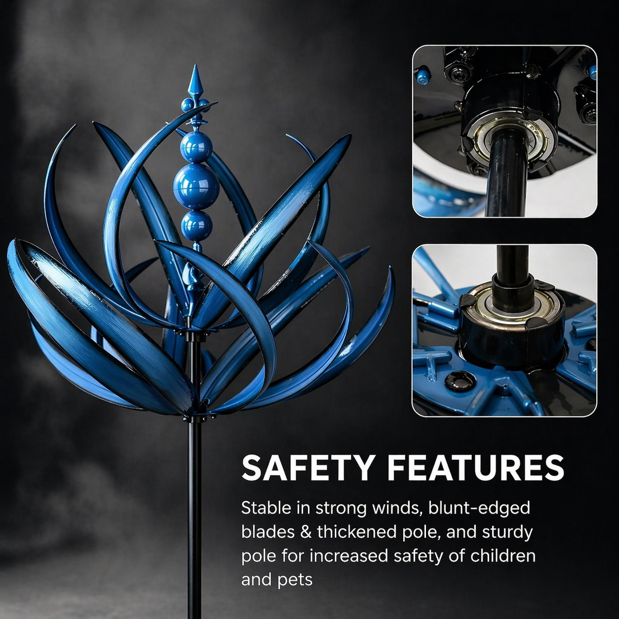 Metalen Tuinwindmolen Lotus 90cm Weerbestendig Decoratief Windspel Tuin en Terras Rood Blauw