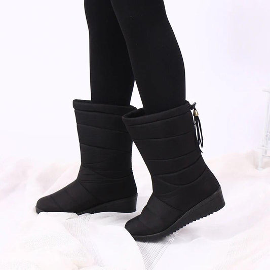 Gevoerde Waterdichte Winterlaarzen Dames met Antislipzool – Warme Polyester Snowboots voor Brede Voeten