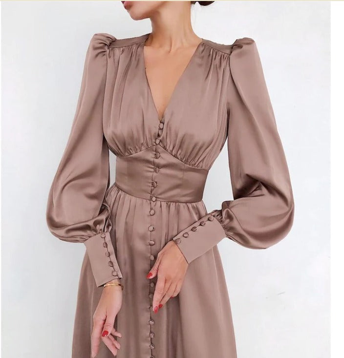 Jurk voor Vrouw Satijnen Midi Jurk Elegante Stijl - StudioMarella