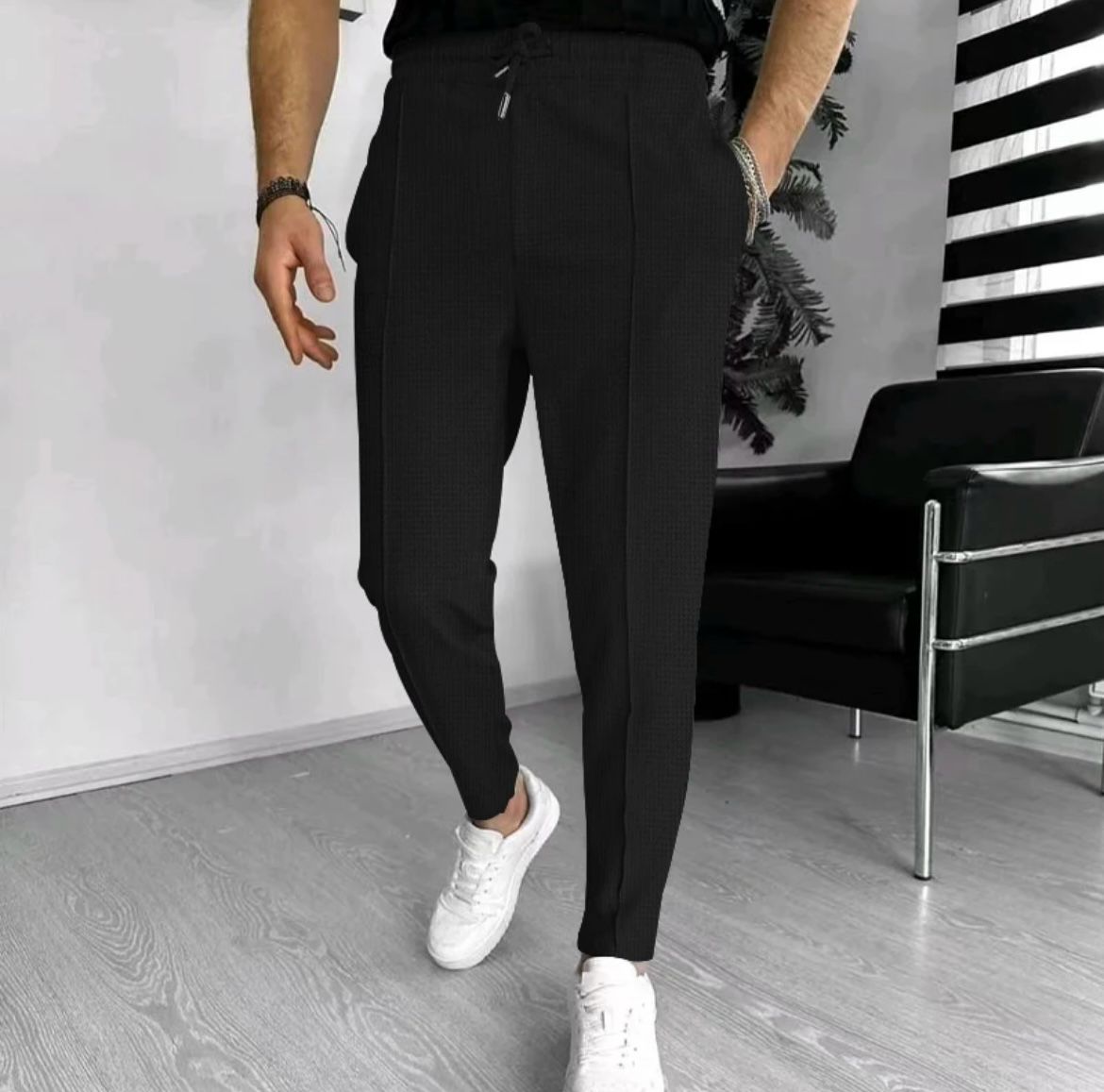 Mannen Broek Slim Fit Stretch Zwart - StudioMarella
