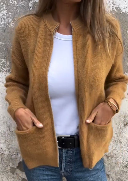 Damesvest Zwart Gebreid Met Ritssluiting