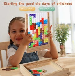 Houten Tetris Puzzelspel Strategisch Denkspel Stapelblokken Kids Volwassenen Concentratie Motoriek Training Educatief Familiespel Duurzaam Cadeau