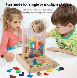 Houten Tetris Puzzelspel Strategisch Denkspel Stapelblokken Kids Volwassenen Concentratie Motoriek Training Educatief Familiespel Duurzaam Cadeau