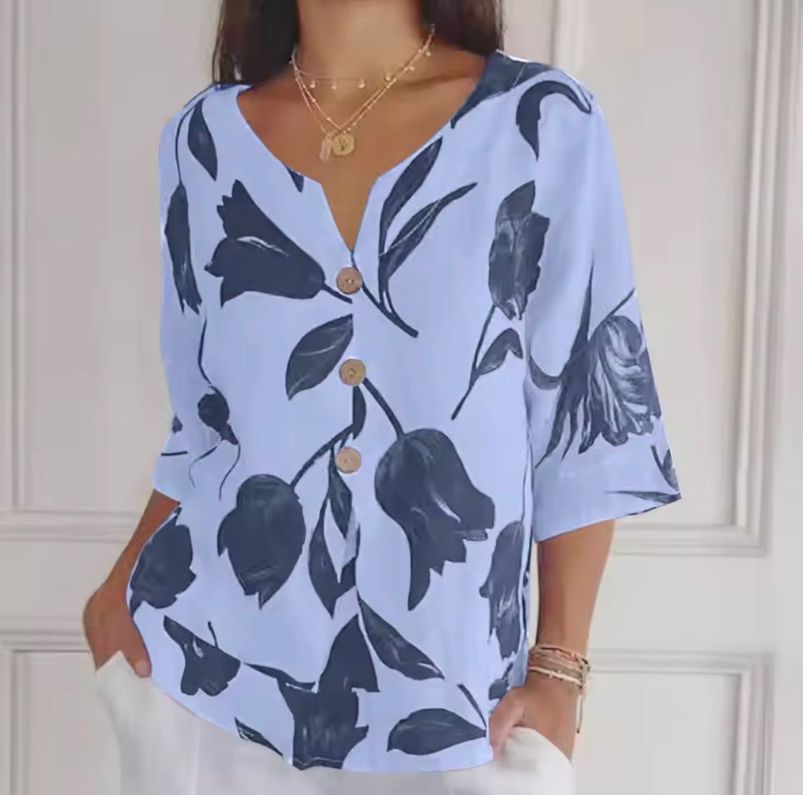 Vrouwelijke Zomerjurk Bloemenprint Shirt Stijl