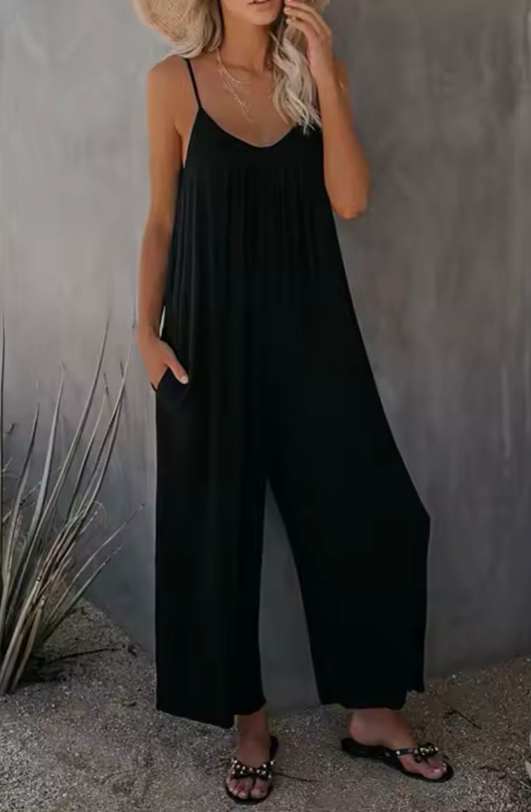 Vrouwelijke Jumpsuit Lange Mouw Elegant Zwart