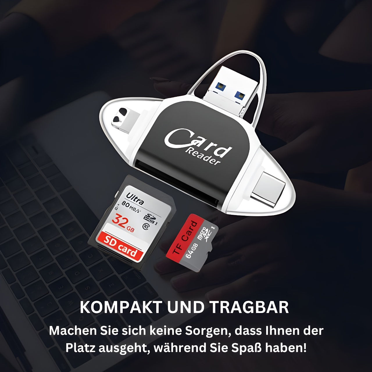 Kaartlezer 4 In 1 USB C Lightning SD Micro SD USB 3.0