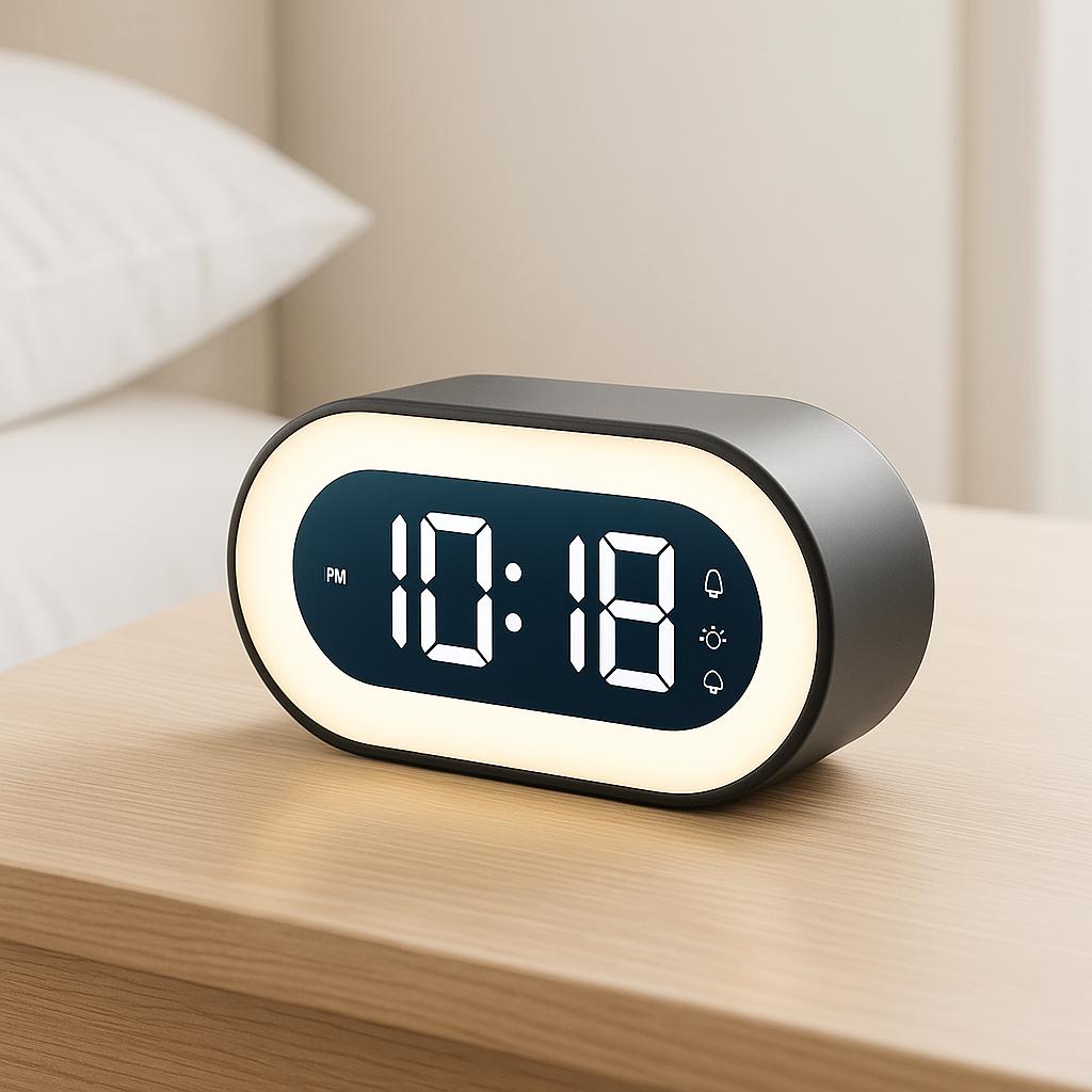 Digitale Wekker LED Groot Display Nachtlamp Muziekfunctie Slaapkamer Bureau Modern