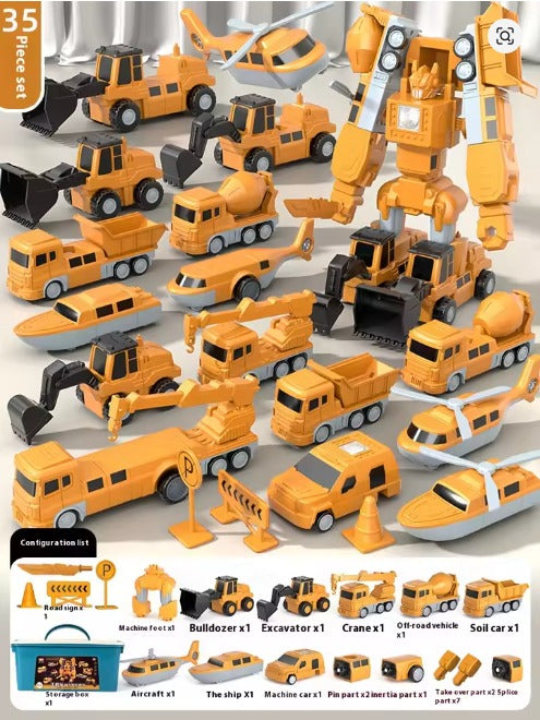 Magnetisch Bouwvoertuig Speelset 50 Stuks Transformeerbaar Voertuigset voor Kinderen Educatief Constructiespeelgoed met Magnetische Onderdelen