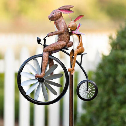 Draaiende Dieren Windmolen met Fiets voor Tuin Gazon Terras Buitenruimte Metalen Tuindecoratie Decoratief