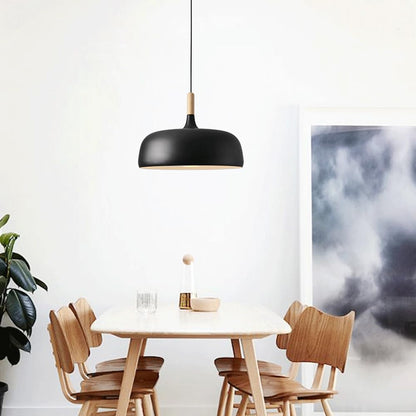 Hanglamp Aluminium Hout E27 Japandi Zwart Eettafel Woonkamer Minimalistisch Scandinavisch Design Verlichting