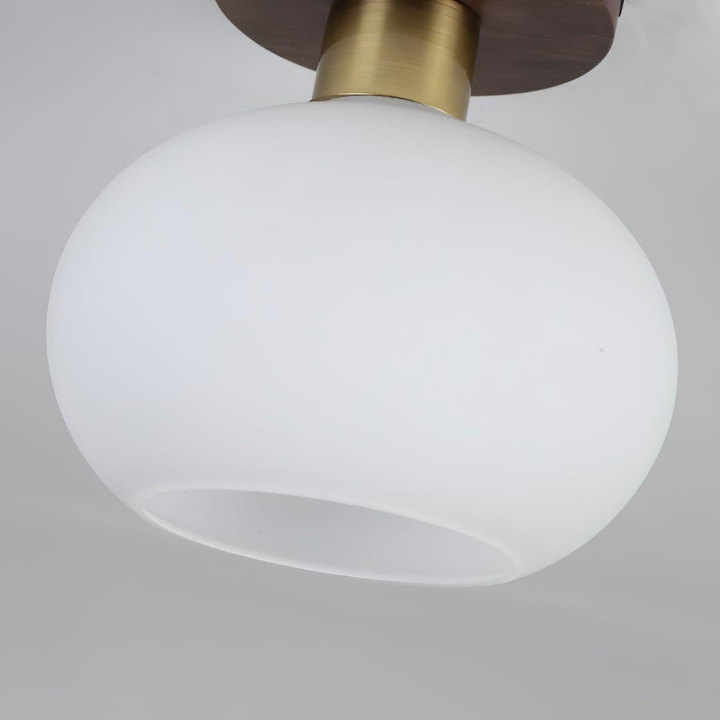 Plafondlamp Walnoot Koper Glas Wit Ø18cm Woonkamer Slaapkamer Gang Opaalbol Plafonnière Retro Sfeerverlichting