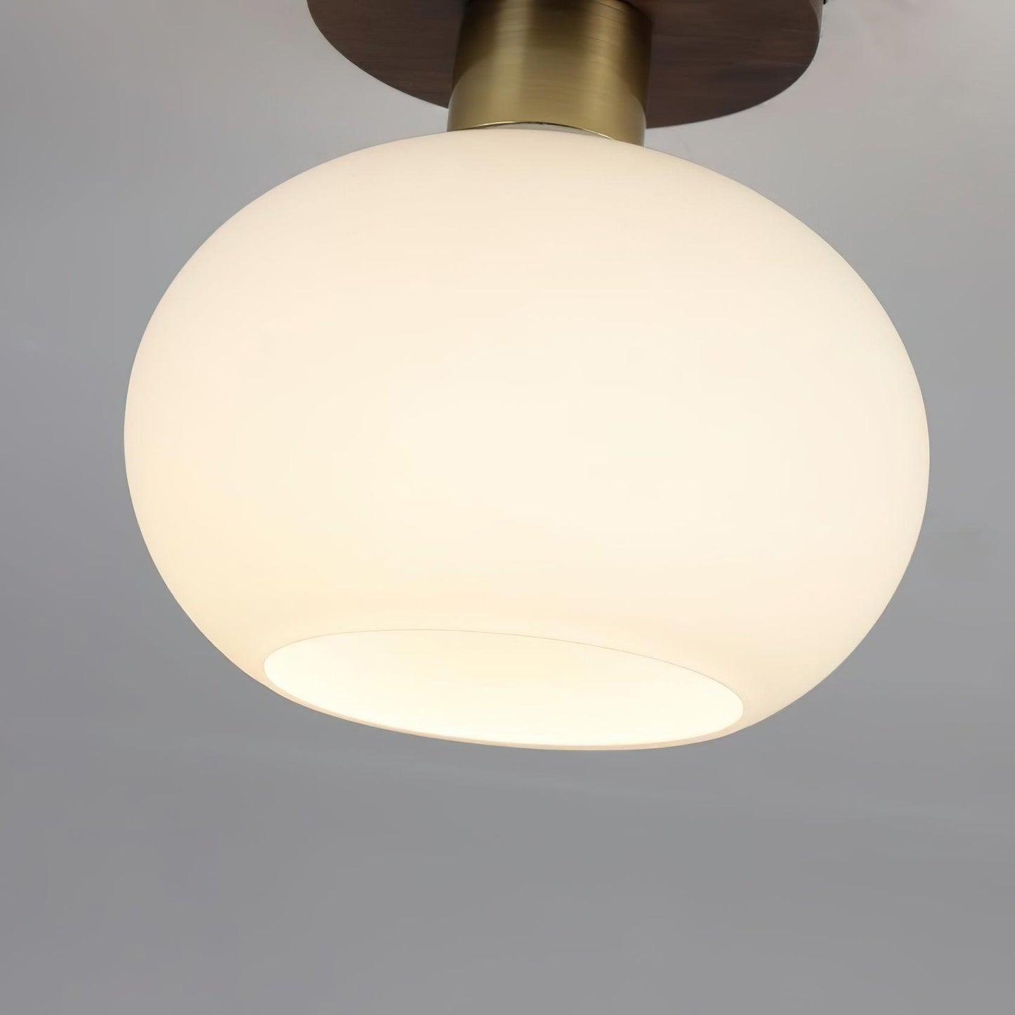 Plafondlamp Walnoot Koper Glas Wit Ø18cm Woonkamer Slaapkamer Gang Opaalbol Plafonnière Retro Sfeerverlichting