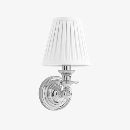 Wandlamp met stoffen kap en zwanenhalsarm – smeedijzeren armatuur met verstelbare leeslamp