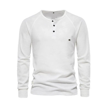 Heren Henley Shirt Lange Mouwen Casual Basic Streetwear
