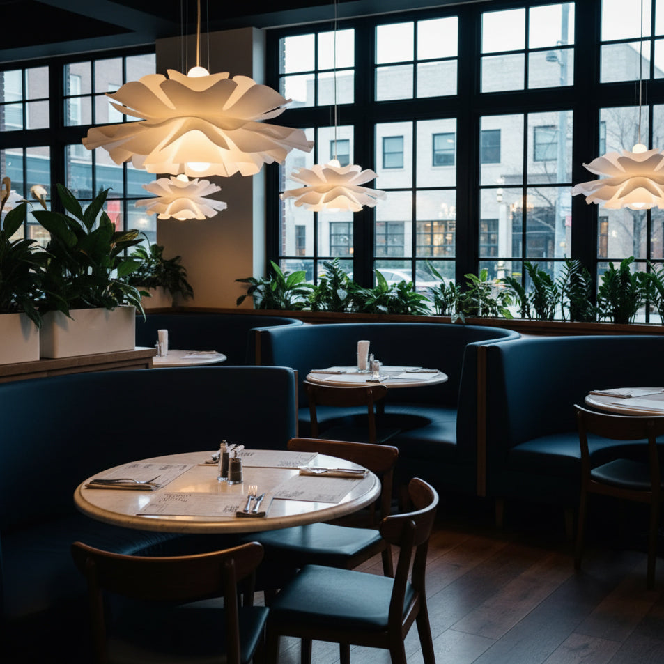Lotus Hanglamp Wit Acryl Bloemblaadjes Nordic Design Modern Interieur Eettafel Woonkamer Scandinavisch Minimalistisch