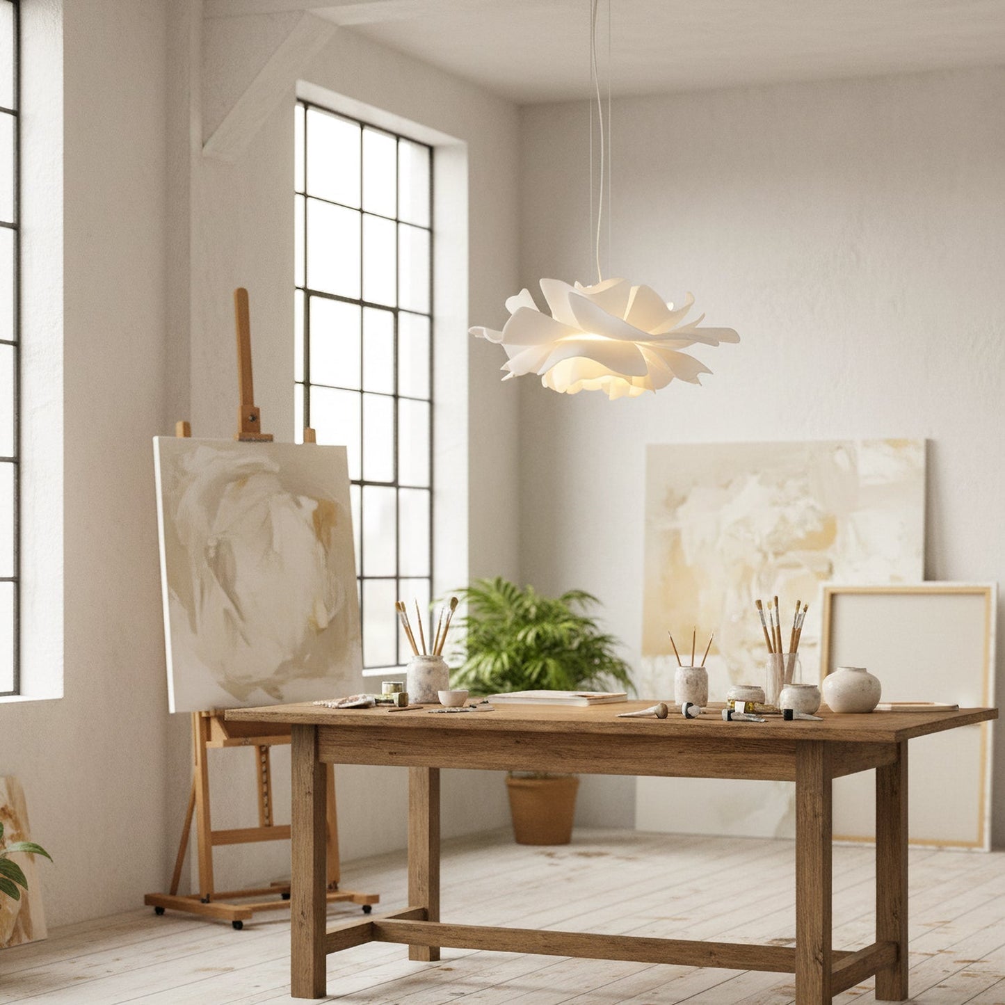 Lotus Hanglamp Wit Acryl Bloemblaadjes Nordic Design Modern Interieur Eettafel Woonkamer Scandinavisch Minimalistisch
