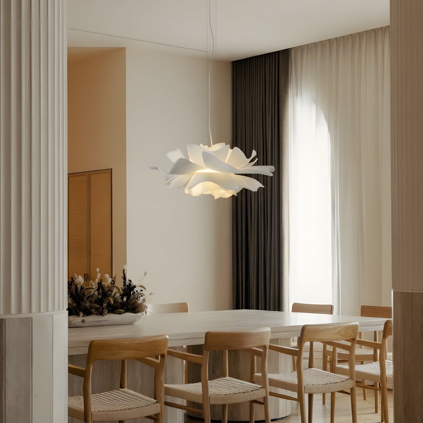 Lotus Hanglamp Wit Acryl Bloemblaadjes Nordic Design Modern Interieur Eettafel Woonkamer Scandinavisch Minimalistisch