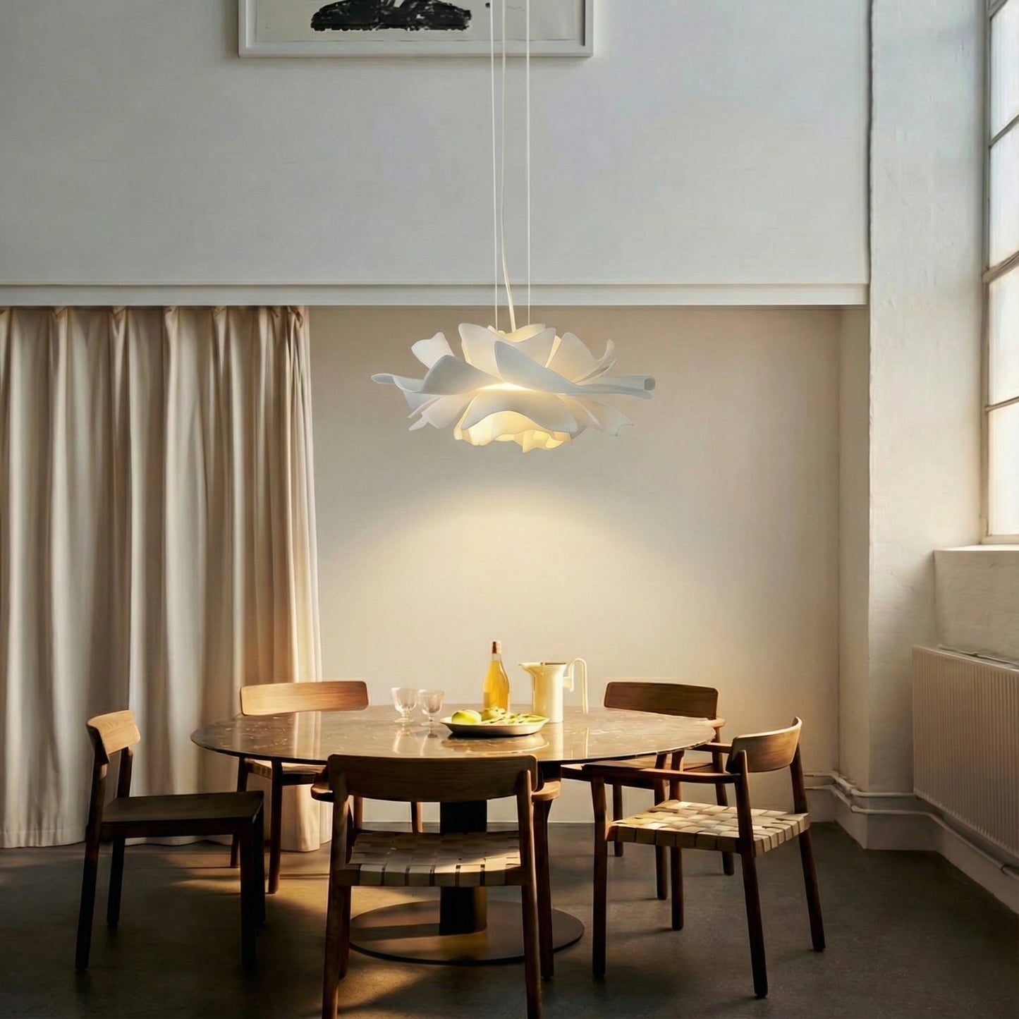 Lotus Hanglamp Wit Acryl Bloemblaadjes Nordic Design Modern Interieur Eettafel Woonkamer Scandinavisch Minimalistisch
