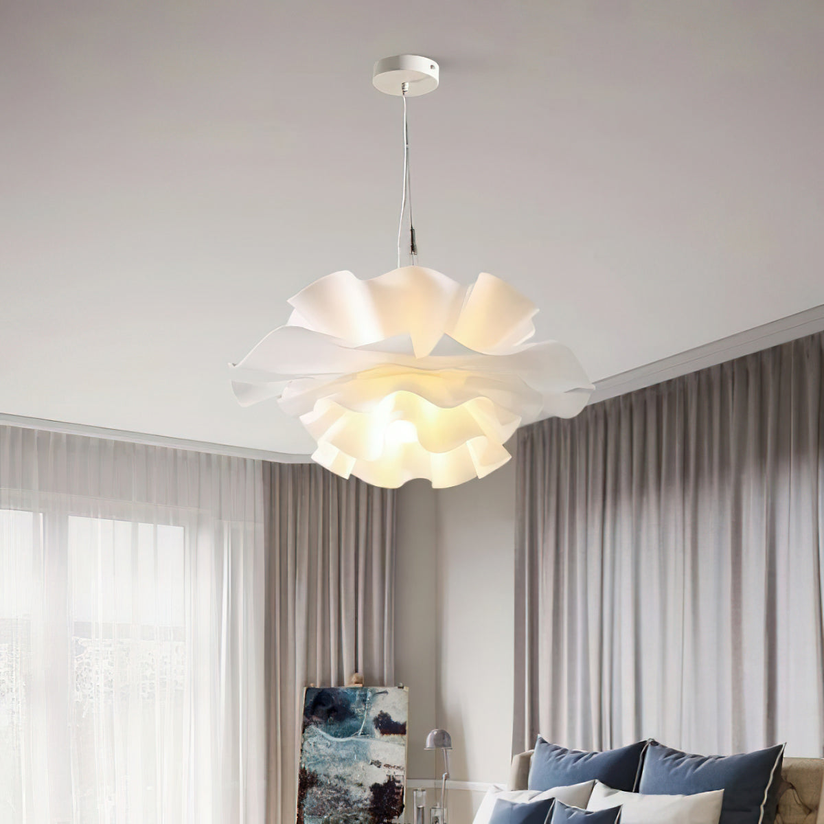 Lotus Hanglamp Wit Acryl Bloemblaadjes Nordic Design Modern Interieur Eettafel Woonkamer Scandinavisch Minimalistisch