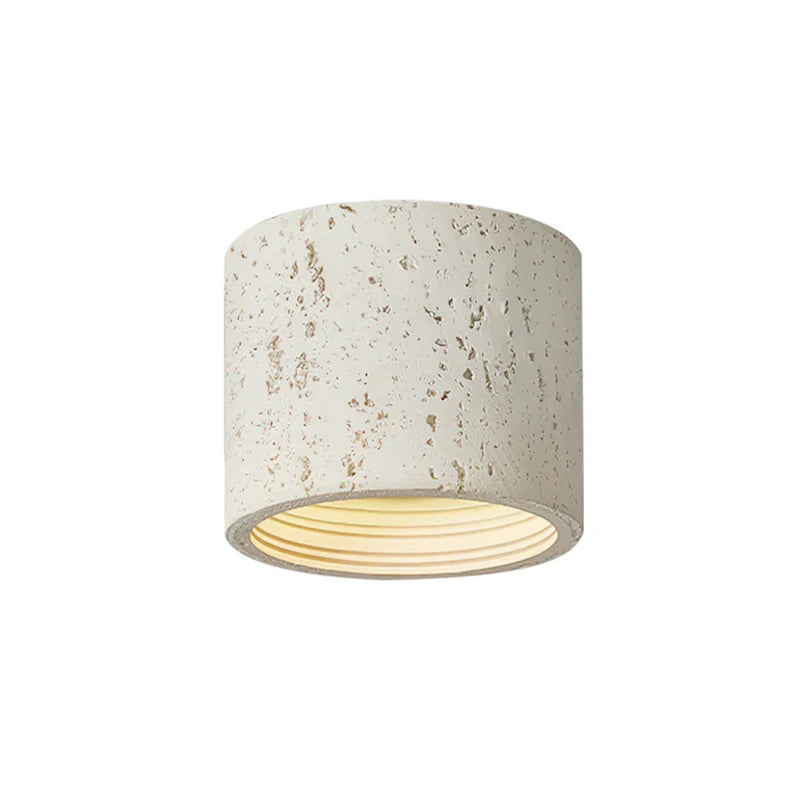 Cilindrische plafondlamp van travertijn – LED verlichting voor moderne interieurs