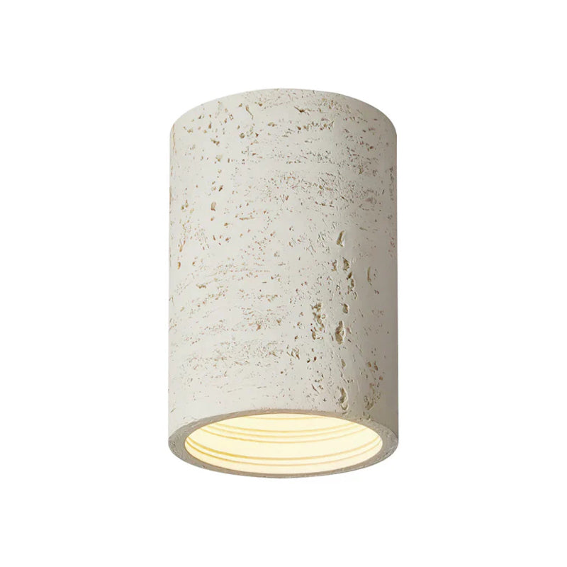 Cilindrische plafondlamp van travertijn – LED verlichting voor moderne interieurs