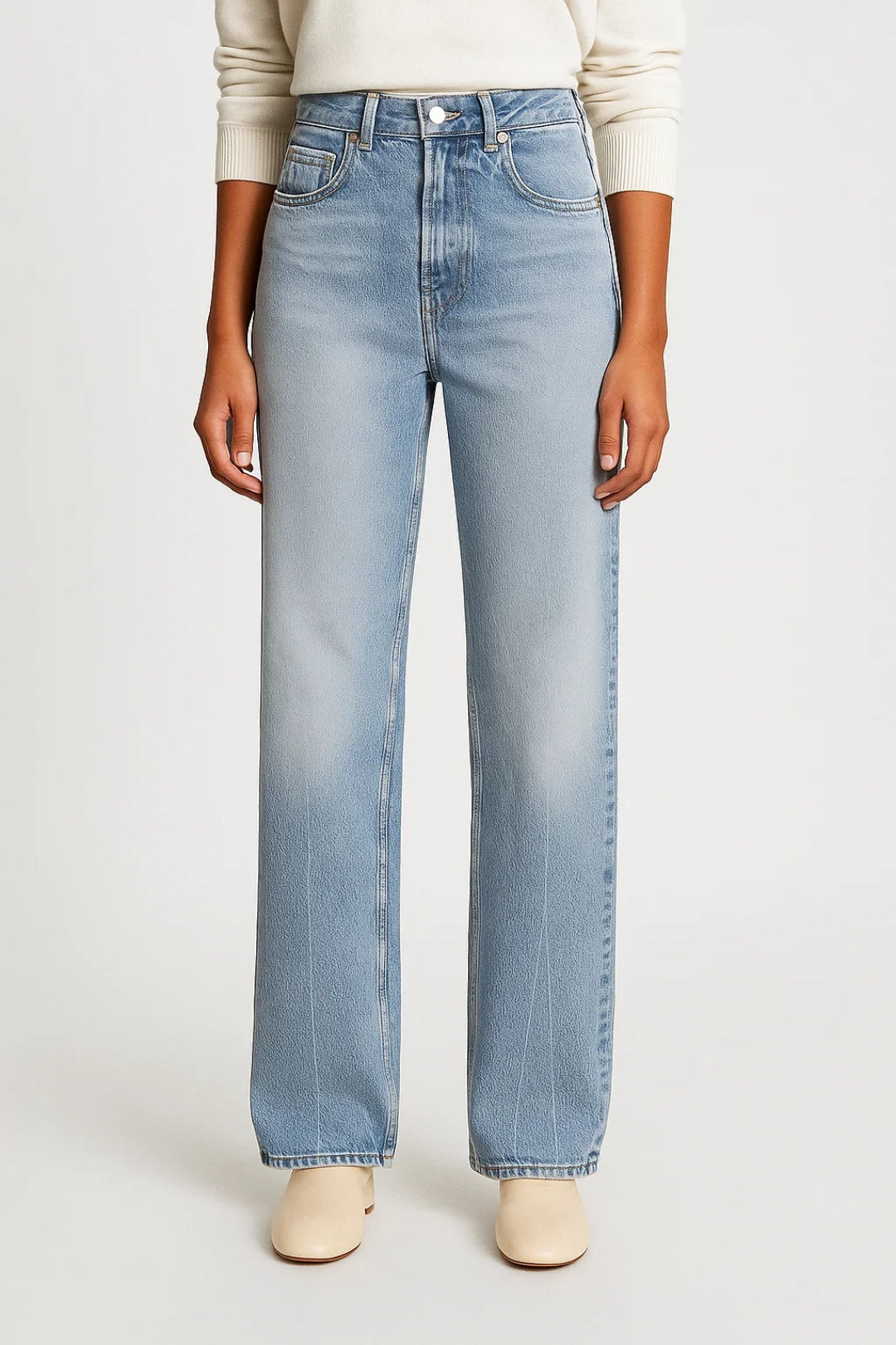 Dames Jeans Wijd met Hoge Taille Comfortabel