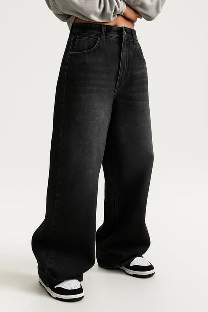 Hoge Taille Wide Leg Jeans Losse Pijpen Comfortabele Pasvorm - StudioMarella