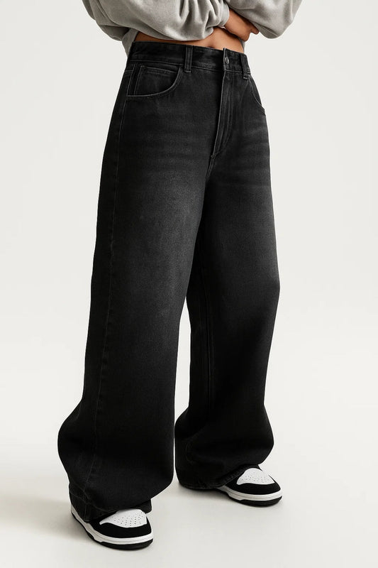 Hoge Taille Wide Leg Jeans Losse Pijpen Comfortabele Pasvorm - StudioMarella