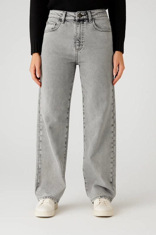 Dames Jeans Wide Leg Grijs Hoge Taille - StudioMarella
