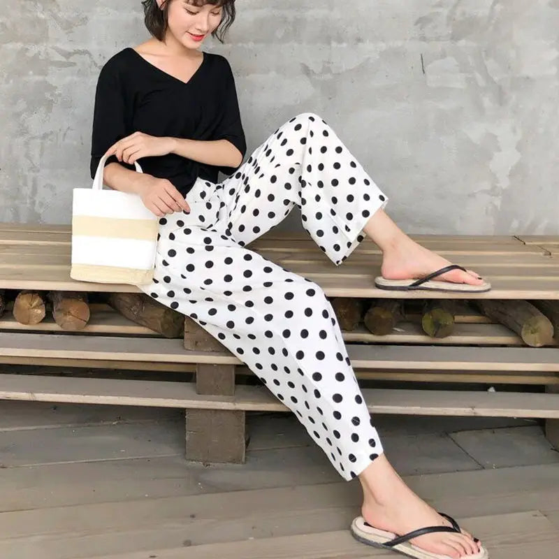Wijde Pijpen Broek Polka Dot Damesmode