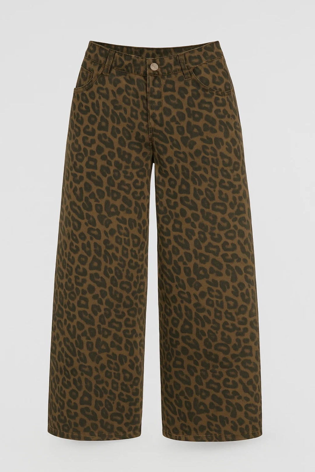 Dames Jeans Wijde Pijp Luipaardprint Stoer Casual