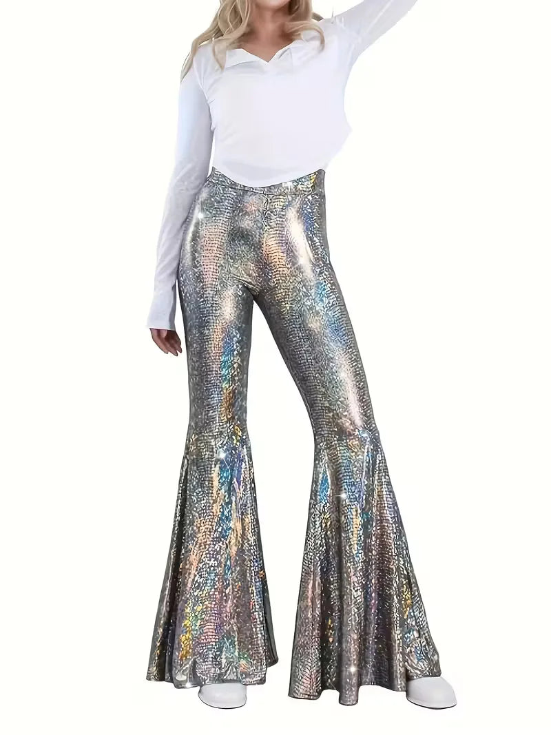 Feestbroek Wijd Glanzend Holografisch Design - StudioMarella