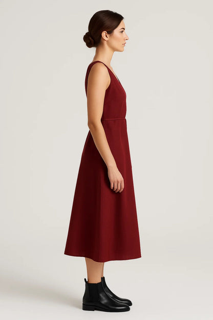 Midi Jurk Dames Wikkeljurk met V-hals en Strikceintuur Elegant