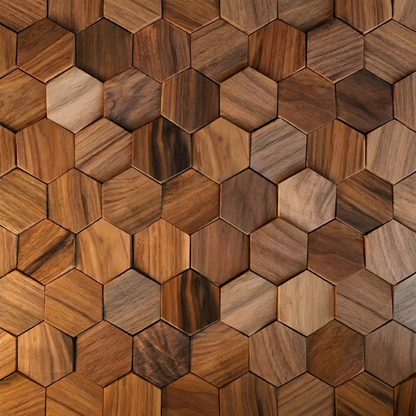 Wikne Houten Mozaïek Wandpanelen Met Hexagon Design Voor Moderne Accentmuren