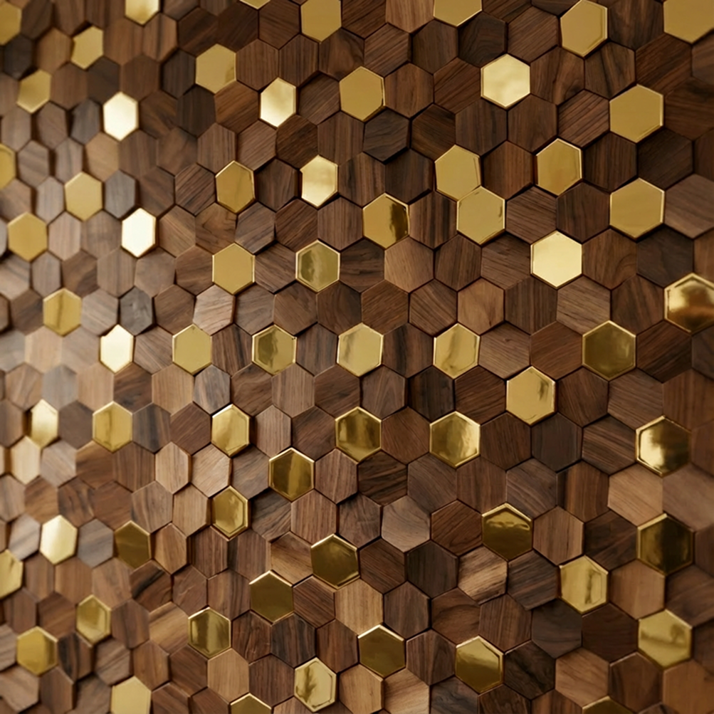 Wikne Houten Mozaïek Wandpanelen Met Hexagon Design Voor Moderne Accentmuren