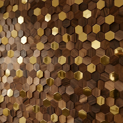 Wikne Houten Mozaïek Wandpanelen Met Hexagon Design Voor Moderne Accentmuren